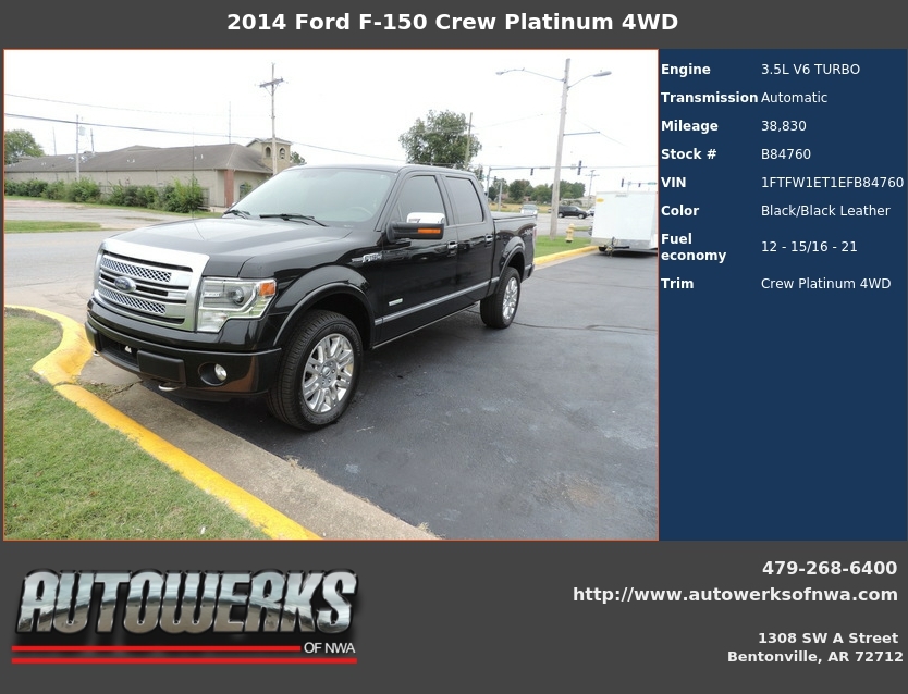 Autowerks of NWA Used 2014 Black Ford F150 For Sale In Bentonville, AR 72712