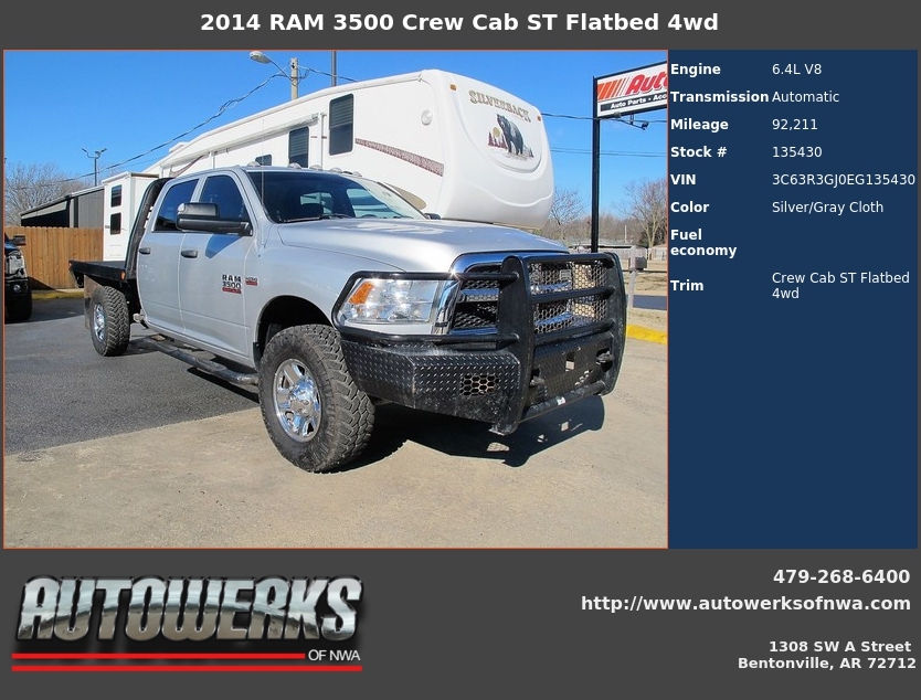 Autowerks of NWA Used 2014 Silver RAM 3500 For Sale In Bentonville, AR 72712