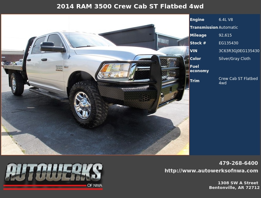Autowerks of NWA Used 2014 Silver RAM 3500 For Sale In Bentonville, AR 72712