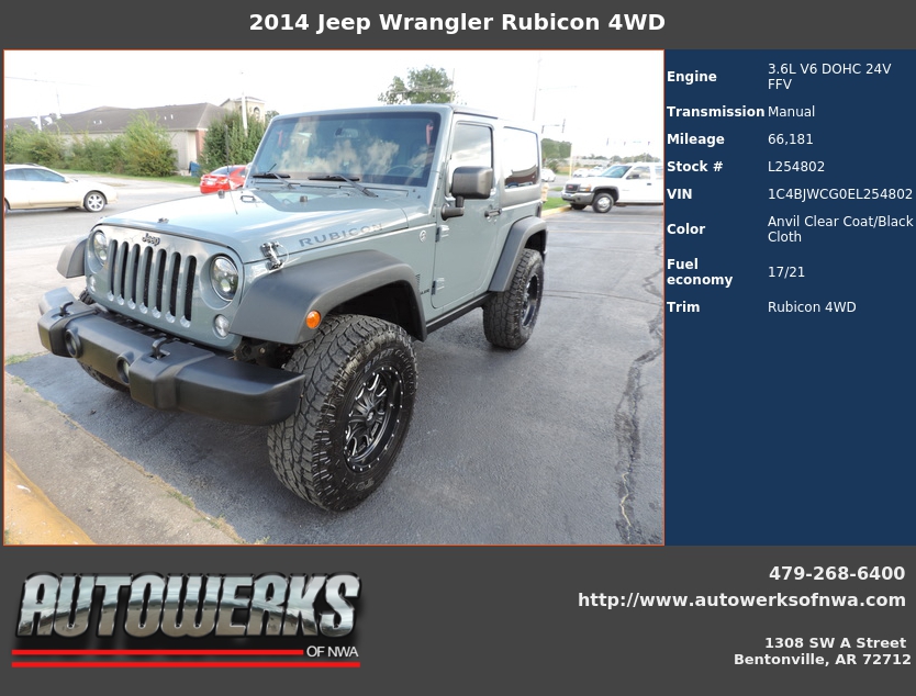 Autowerks of NWA | Used 2014 Anvil Clear Coat Jeep Wrangler For Sale In  Bentonville, AR 72712
