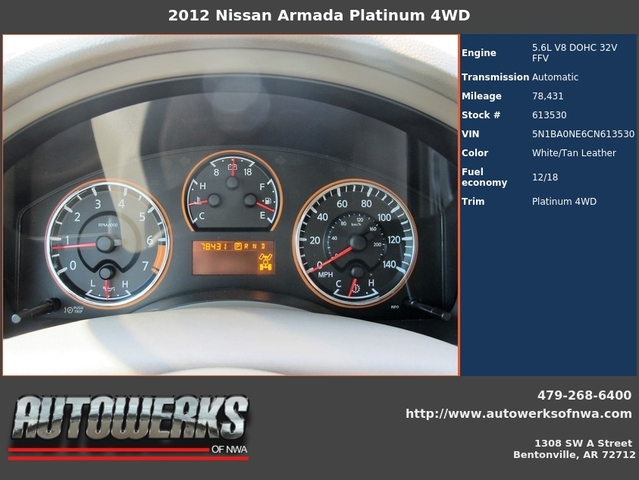 Autowerks of NWA Used 2012 Blizzard White Nissan Armada For Sale