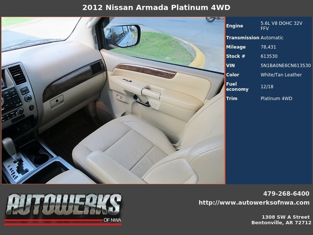 Autowerks of NWA Used 2012 Blizzard White Nissan Armada For Sale