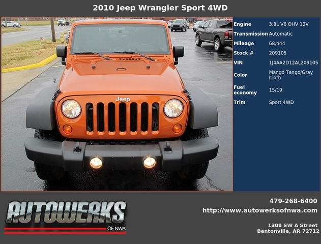 Autowerks of NWA | Used 2010 Mango Tango Jeep Wrangler For Sale In 