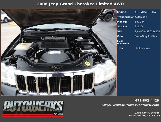 Autowerks of NWA Used 2008 Black Jeep Grand Cherokee For
